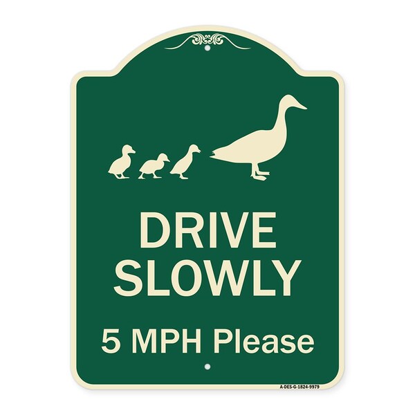 Designer Series-Drive Slowly 5 Mph Please W/ Duck And Ducklings Walking Grap, 24" x 18", G-1824-9979